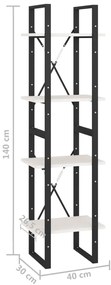Estante com 4 prateleiras 40x30x140 cm pinho maciço branco
