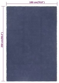 Tapete retangular natural 180x250 cm algodão azul marinho