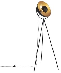 Candeeiro de pé preto com dourado 42 cm tripé ajustável - Magnax Industrial