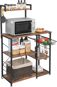 Armário de cozinha com cesto metálico 90 x 40 x 132 cm castanho Vintage 