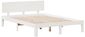 Cama com estante sem colchão 140x190 cm pinho maciço branco