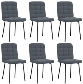 Cadeiras de jantar 6 pcs veludo cinzento-escuro
