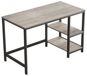 Mesa de computador VASAGLE, escrivaninha com 2 prateleiras à esquerda ou à direita, mesa de trabalho para escritório e sala de estar, estrutura de aço, industrial, cinza e preto LWD47MB