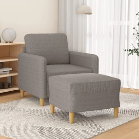 Poltrona com apoio de pés 60 cm tecido cinza-acastanhado