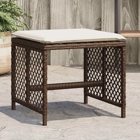 Bancos jardim com almofadões 4 pcs 41x41x36 cm vime PE castanho