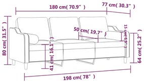 Sofá Alda - Com 3 Lugares e 2 Almofadas Decorativas - Cor Castanho - E