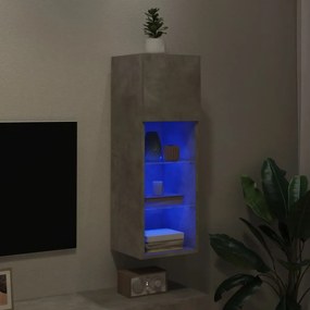 Móvel de TV com luzes LED 30,5x30x90 cm cinzento cimento