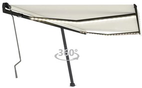 Toldo retrátil manual com LED 450x350 cm cor creme