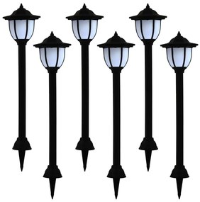 vidaXL Candeeiro solar LED de exterior 6 pcs preto