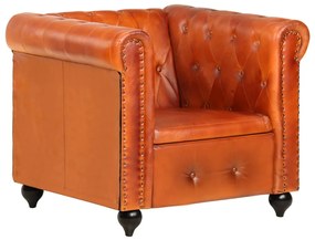 Poltrona chesterfield couro genuíno bronze