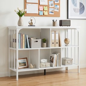 Estante de Arrumação de 3 Níveis, 109 x 34 x 76 cm, 5 Compartimentos, Branco