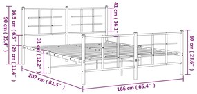 Estrutura de cama sem colchão com pés 160x200 cm preto