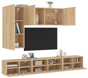 vidaXL 5 pcs móveis de parede p/ TV derivados madeira carvalho sonoma