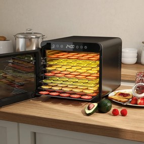 Desidratador de alimentos com temperatura ajustável de 30 ℃-75 ℃ 7 bandejas de aço inoxidável para carne, frutas