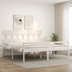 Estrutura cama Super King Size c/ cabeceira madeira branco