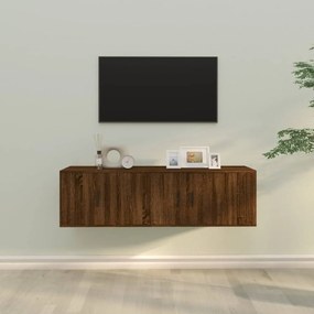 Conjunto móveis de TV 2pcs madeira processada carvalho castanho