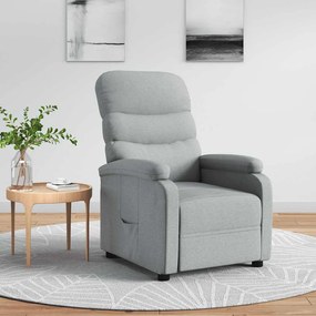 vidaXL Poltrona reclinável tecido cinzento-claro