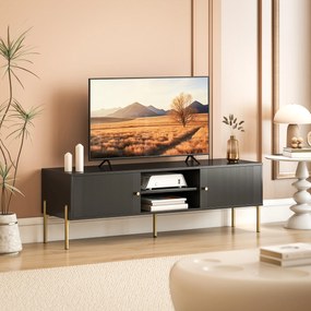 Móvel TV para Televisão até 65 Polegadas, 140 x 38 x 45,9 cm, Portas Caneladas, Preto