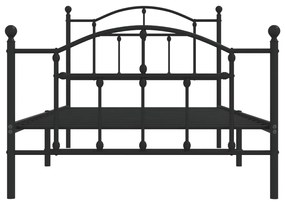 Estrutura de cama com cabeceira e pés 100x190 cm metal preto