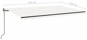 Toldo retrátil automático 500x350 cm cor creme