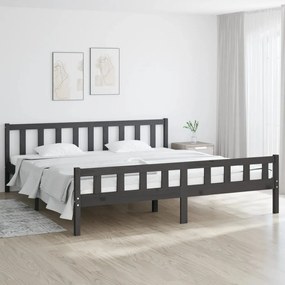 Estrutura de cama 200x200 cm madeira maciça cinzento