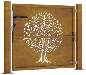 Portão de jardim 105x105 cm aço corten design árvore