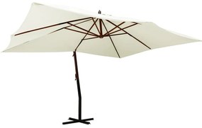 vidaXL Guarda-sol jardim cantilever c/ poste madeira cinza-acastanhado