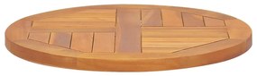 Tampo de mesa redondo 2,5 cm 50 cm madeira de teca maciça