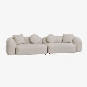 Sofá Modular De 2 Peças Em Chenille Coco Tecido De Chenille Espesso Branco - Sklum