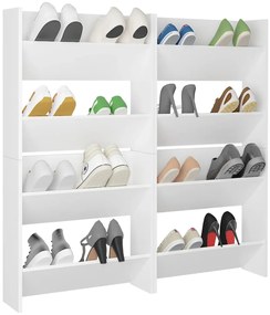 Sapateiras de parede 4 pcs derivados de madeira branco