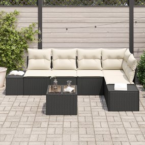 Conjunto de Sofá de Jardim 5 Peças com Almofadas Rattan Poliéster Marr