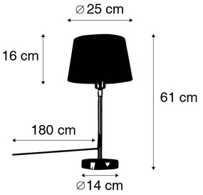 Abajur ouro / latão com cúpula preta ajustável 25 cm - Parte Moderno