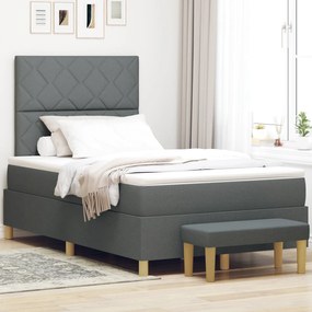 Cama Box com Colchão e Banco Cinza Escuro 120x190 cm Tecido