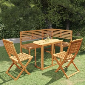 4 pcs conjunto de bistrô em madeira de acácia maciça