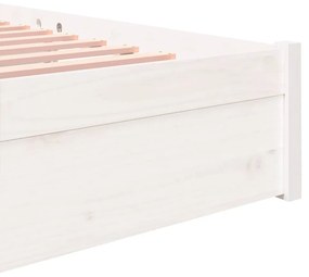 Estrutura de cama casal 135x190 cm madeira maciça branco
