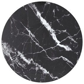 vidaXL Tampo mesa Ø30x0,8 cm vidro temperado design mármore preto