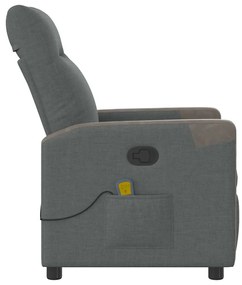 Poltrona de massagens reclinável tecido cinzento-escuro