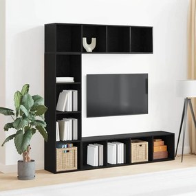 vidaXL Estantes 3 pcs Carvalho Preto 36x30x143 cm Madeira engenheirada