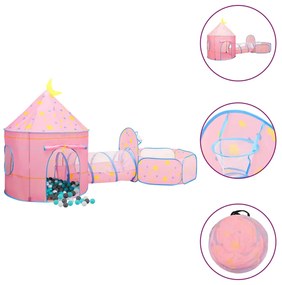 3107737 vidaXL Tenda de brincar infantil com 250 bolas 301x120x128 cm rosa