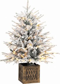 HOMCOM Árvore de Natal de Mesa 90 cm, pré-iluminada, nevada, artificial, 70 LEDs de branco quente, 488 pontas, Verde | Aosom Portugal