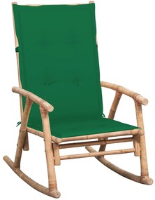 vidaXL Cadeira de baloiço com almofadão bambu