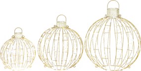 Outsunny Conjunto de 3 bolas de Natal iluminadas para exterior, 360 LEDs branco quente/branco frio, luz contínua & intermitente, temporizador 24 horas | Aosom Portugal