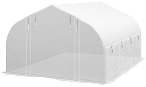 Outsunny Estufa Tipo Túnel 395x300x200 cm com Porta de Malha e 8 Janelas Estufa de Jardim com Cobertura de PE Branco