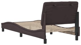 Estrutura de cama sem colchão 90x200 cm tecido castanho-escuro