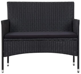 5 pcs conjunto lounge de jardim c/ almofadões vime PE preto