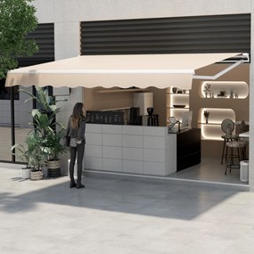 Toldo retrátil 4 x 2,5 m para pátio Cobertura em poliéster com manivela manual Estrutura em alumínio resistente bege