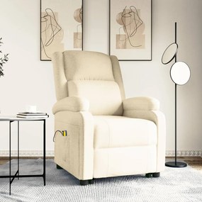 vidaXL Poltrona de massagens tecido cor creme