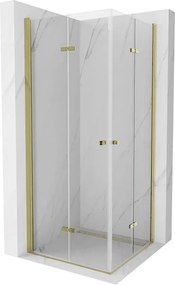 Mexen Lima Cabine de duche dobrável Duo 90 x 90 cm, transparente, dourada - 856-090-090-50-00-02