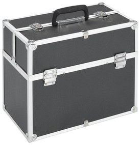 91833 vidaXL Caixa de maquilhagem 37x24x35 cm alumínio preto
