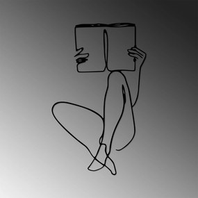 Acessório Decorativo de Parede em Metal Book Reading – Preto – 43 x 70
